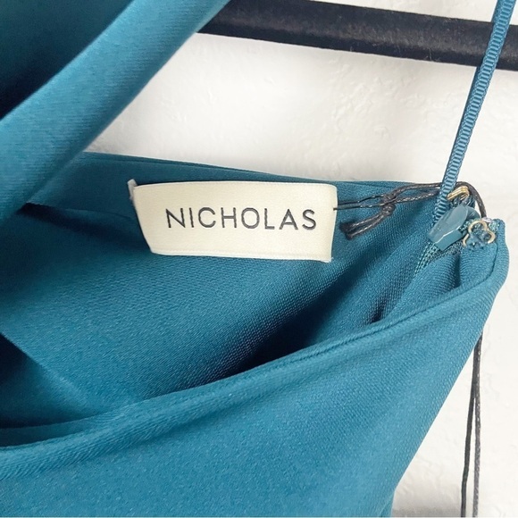Nicholas Chloe Stretch Jersey One Shoulder Midi Dress Blue Cocktail Formal Party - Picture 8 of 10